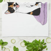 クラッシーおもしろいカリコキャットパープル キッチンタオル (折り畳み)