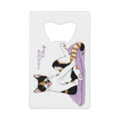 クラッシーおもしろいカリコキャットパープル クレジットカード栓抜き (正面)