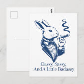 クラッシーおもしろいラビット喫煙葉巻 ポストカード (正面/裏面)