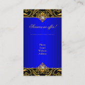 クラッシーエレガントエリートブルー王室の金ゴールドブラックオン金ゴールド 名刺 (裏面)