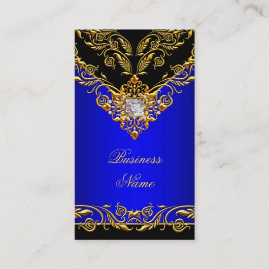 クラッシーエレガントエリートブルー王室の金ゴールドブラックオン金ゴールド 名刺 (正面)