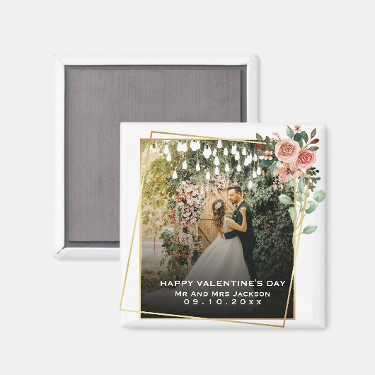 クラッシーエレガントカップル写真シンプル引用文文字 マグネット (正面/裏面)