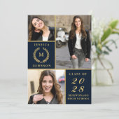 クラッシーエレガントゴールデン3写真卒業パーティー 招待状 (スタンド正面)