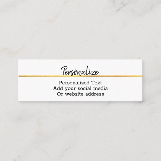 クラッシーエレガントシックモダンフェイク金ゴールドラグジュアリーカスタム スキニー名刺 (裏面)
