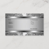 クラッシーエレガントシルバーエンボスフローラルック 名刺 (裏面)
