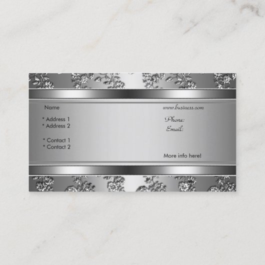 クラッシーエレガントシルバーエンボスフローラルック 名刺 (裏面)
