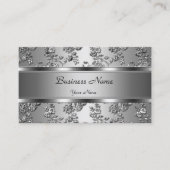 クラッシーエレガントシルバーエンボスフローラルック 名刺 (正面)