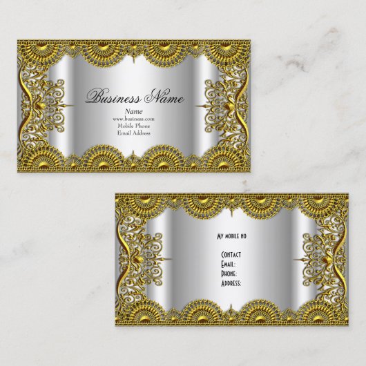 クラッシーエレガントシルバー華美金ゴールドレースのプロファイル 名刺 (正面/裏面)
