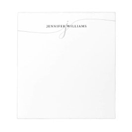 クラッシーエレガントスクリプトブラックグレーモダンモノグラム ノートパッド