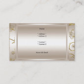 クラッシーエレガントダマスクカラメルクリームベージュ金ゴールド 名刺 (裏面)