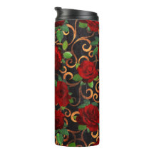 クラッシーエレガントダマスクヴィンテージシックブラックレッドローゼス