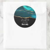 クラッシーエレガントティール(緑がかった色)アゲートオンブラックキッチン ラウンドシール (バッグ)