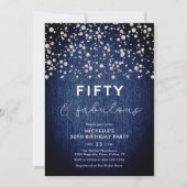クラッシーエレガントデニム&パール50誕生日 招待状 (正面)