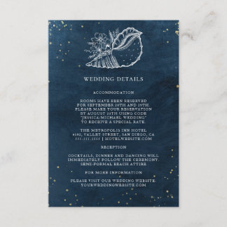 クラッシーエレガントネイビーコーラルビーチ結婚式詳細 エンクロージャーカード