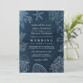 クラッシーエレガントネイビーコーラルビーチ結婚式 招待状 (スタンド正面)