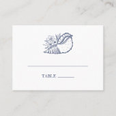 クラッシーエレガントネイビーシーシェルビーチ結婚式エスコート プレイスカード (正面)