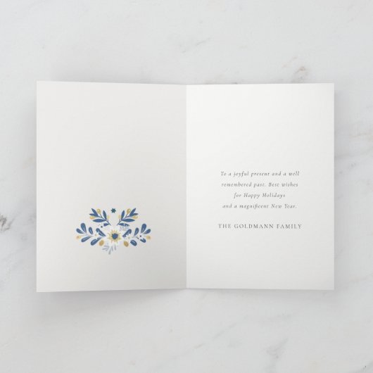 クラッシーエレガントネイビーブルーハッピーハヌカーフローラ シーズンカード (内部)