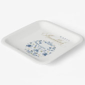 クラッシーエレガントネイビーブルーハッピーハヌカーフローラ ペーパープレート (傾斜あり)