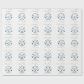 クラッシーエレガントネイビーブルーハッピーハヌカーフローラ ラッピングペーパー (フラット)