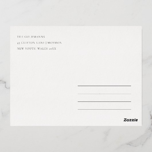 クラッシーエレガントネイビーブルーハッピーハヌカーフローラ 箔シーズンポストカード (裏面)