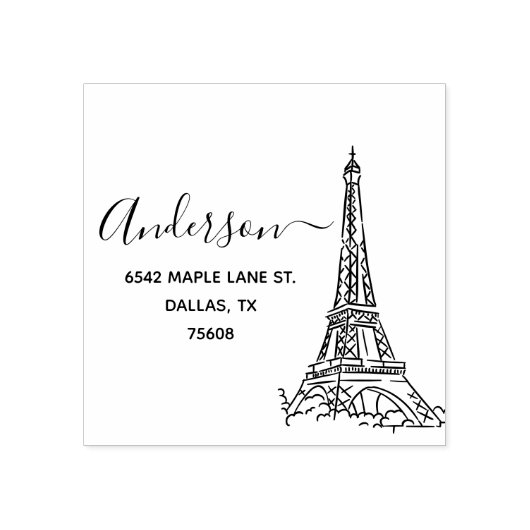 クラッシーエレガントパリエッフェルタワー差出人住所 ラバースタンプ (インプリント)