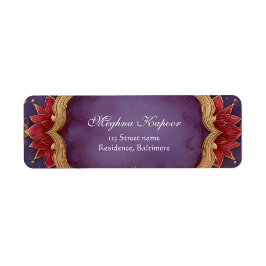 クラッシーエレガントピンクロータスインディアン結婚ズパープル ラベル (正面)