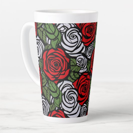 クラッシーエレガントフローラトレンディーシックスタイリッシュバラ カフェラテマグ (左アングル)