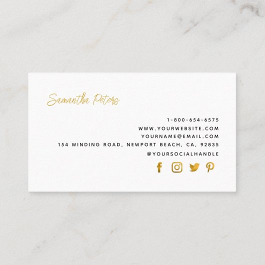 クラッシーエレガントフローラ白黒マグノリア金ゴールド 名刺 (裏面)