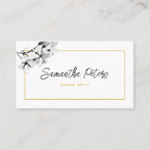 クラッシーエレガントフローラ白黒マグノリア金ゴールド 名刺 (正面)
