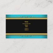 クラッシーエレガントブラックイエロー金ゴールドティール(緑がかった色)ブルー 名刺 (裏面)