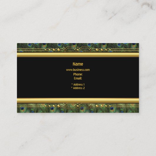 クラッシーエレガントブラックイエロー金ゴールドピーコックブルー 名刺 (裏面)