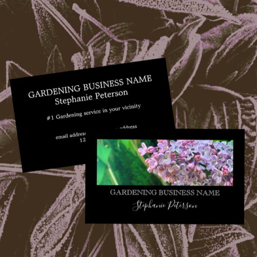 クラッシーエレガントブラックカスタム薄紫ガーデニング 名刺