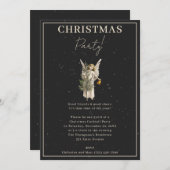 クラッシーエレガントブラッククリスマスエンジェルクリスマスパーティー 招待状 (正面/裏面)