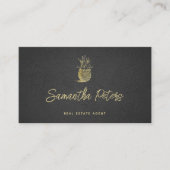 クラッシーエレガントブラック金ゴールドパイナップル実在エテート 名刺 (正面)