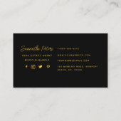 クラッシーエレガントブラック金ゴールドピーコックエテ実在ート 名刺 (裏面)