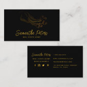 クラッシーエレガントブラック金ゴールドピーコックエテ実在ート 名刺 (正面/裏面)