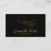 クラッシーエレガントブラック金ゴールドピーコックエテ実在ート 名刺 (正面)
