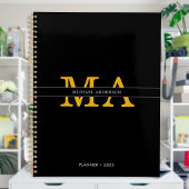 クラッシーエレガントブラック金ゴールドモノグラム名前をカスタムする プランナー手帳