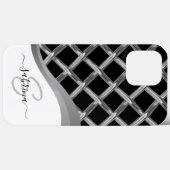 クラッシーエレガントブラック&シルバーメタルモノグラム名 Case-Mate iPhoneケース (裏面 (横))