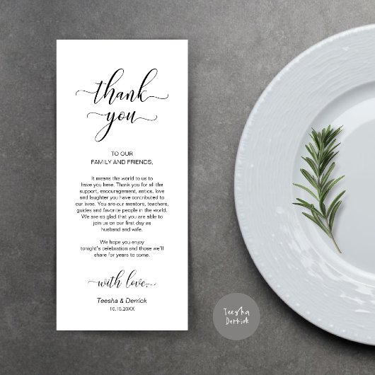 クラッシーエレガントブラック、配置設定サンキューカード プログラム