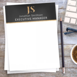 クラッシーエレガントブラック&金ゴールドモノグラパーソナライズされたム レターヘッド