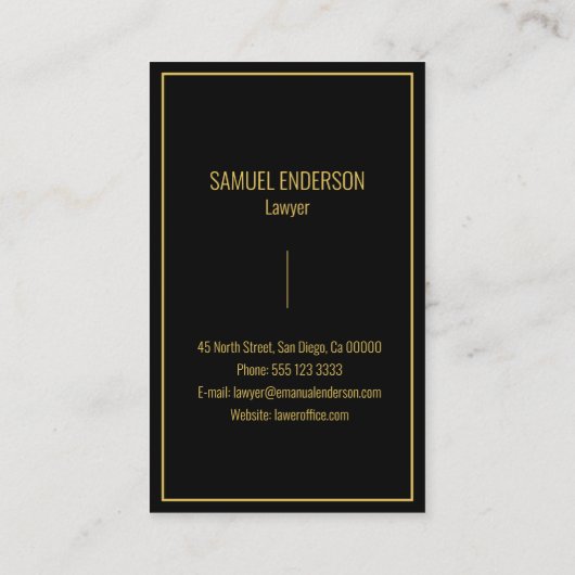 クラッシーエレガントブラック&金ゴールド弁護士 名刺 (裏面)