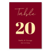 クラッシーエレガントブルゴーニュ金ゴールドシモダンック結婚ズ テーブルナンバー (裏面)