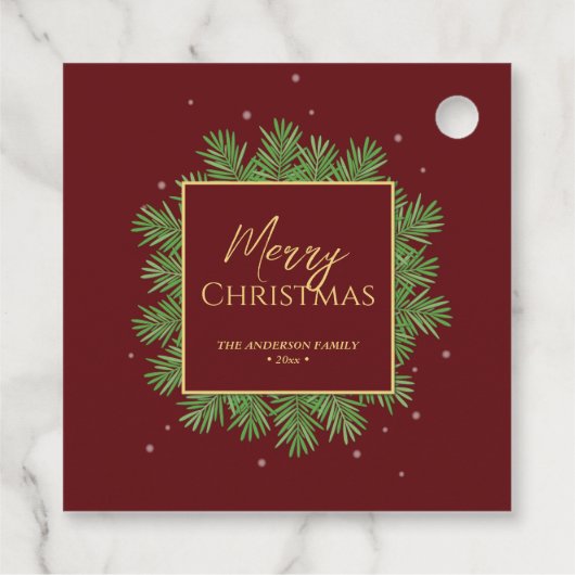 クラッシーエレガントブルゴーニュ&金ゴールドクリスマスボタニカル フェイバータグ (裏面)