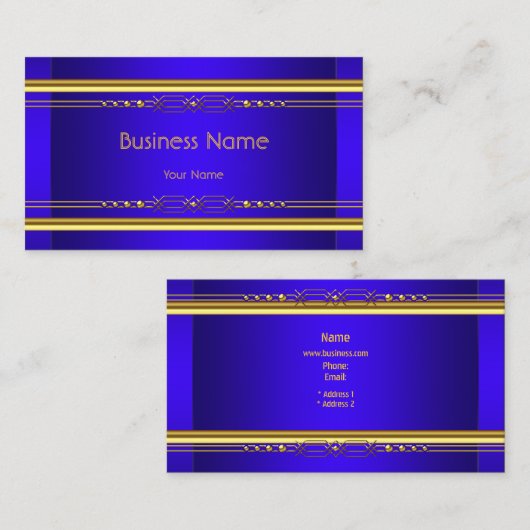 クラッシーエレガントブルー王室のイエロー金ゴールド会社 名刺 (正面/裏面)