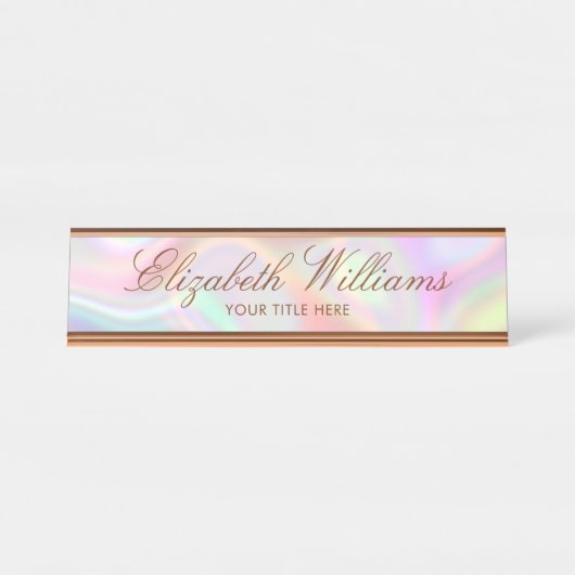 クラッシーエレガントホログラフィモダンーパステルカスタムズ デスクネームプレート (正面)