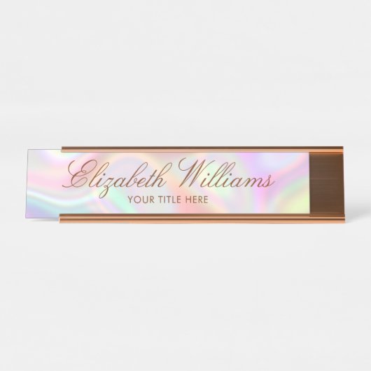 クラッシーエレガントホログラフィモダンーパステルカスタムズ デスクネームプレート (正面)