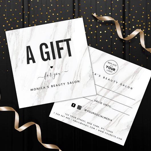 クラッシーエレガントホワイトマーブル美しいサロンロゴシック