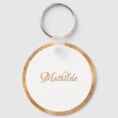 クラッシーエレガントホワイト&金ゴールドモノグラパーソナライズされたム キーホルダー (裏面)