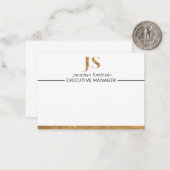 クラッシーエレガントホワイト&金ゴールドモノグラパーソナライズされたム ノートカード (正面/裏面インサイチュ)